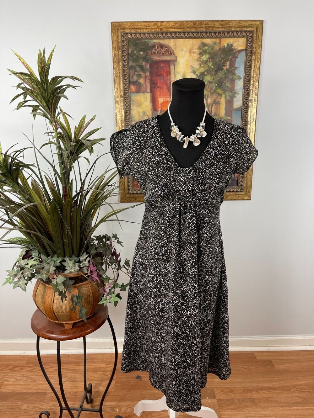 Clothing by Notations Maternity Dress Women S Black Ditsy Floral Boho Minimalist